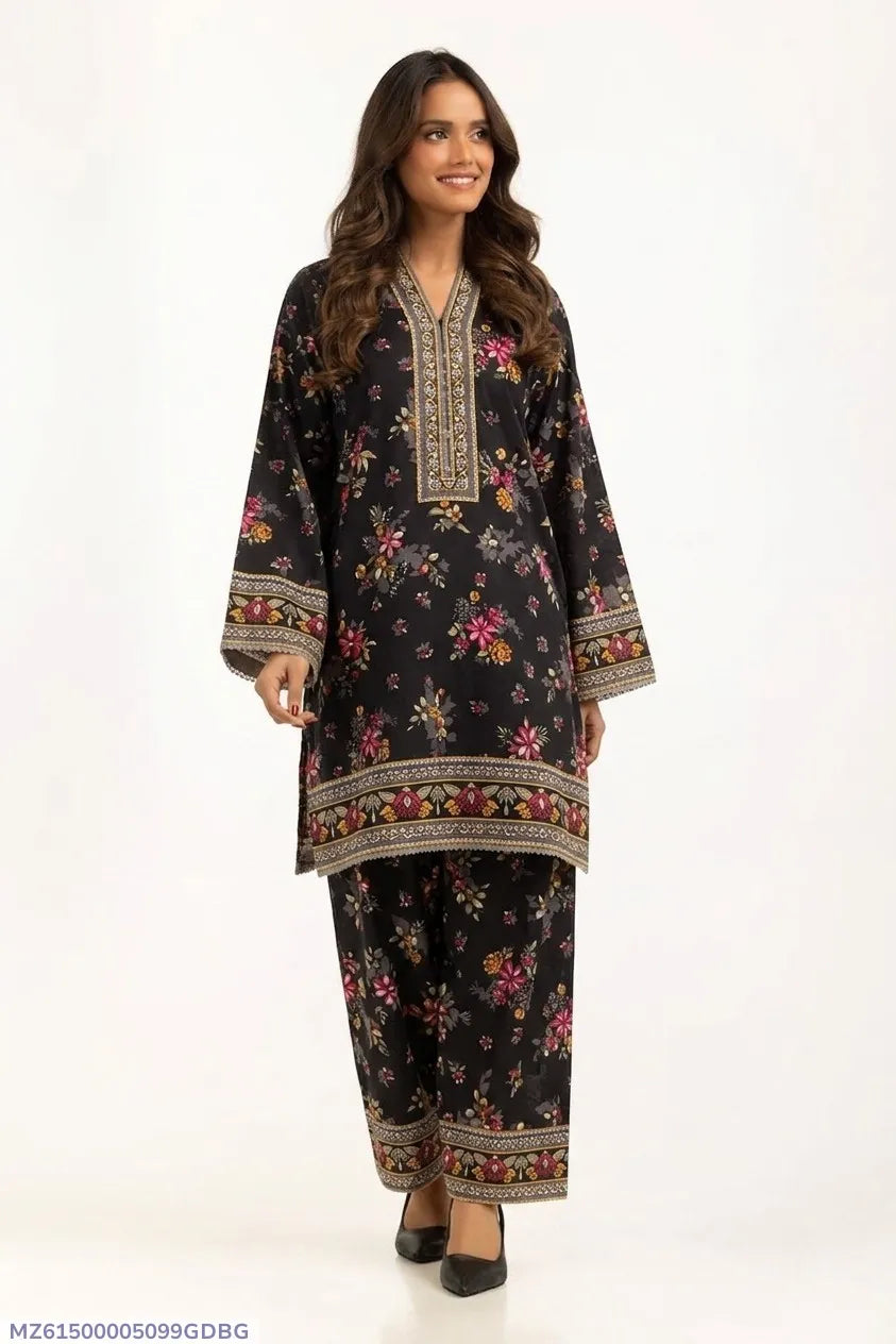 Women Black Printed 2-Piece Suit