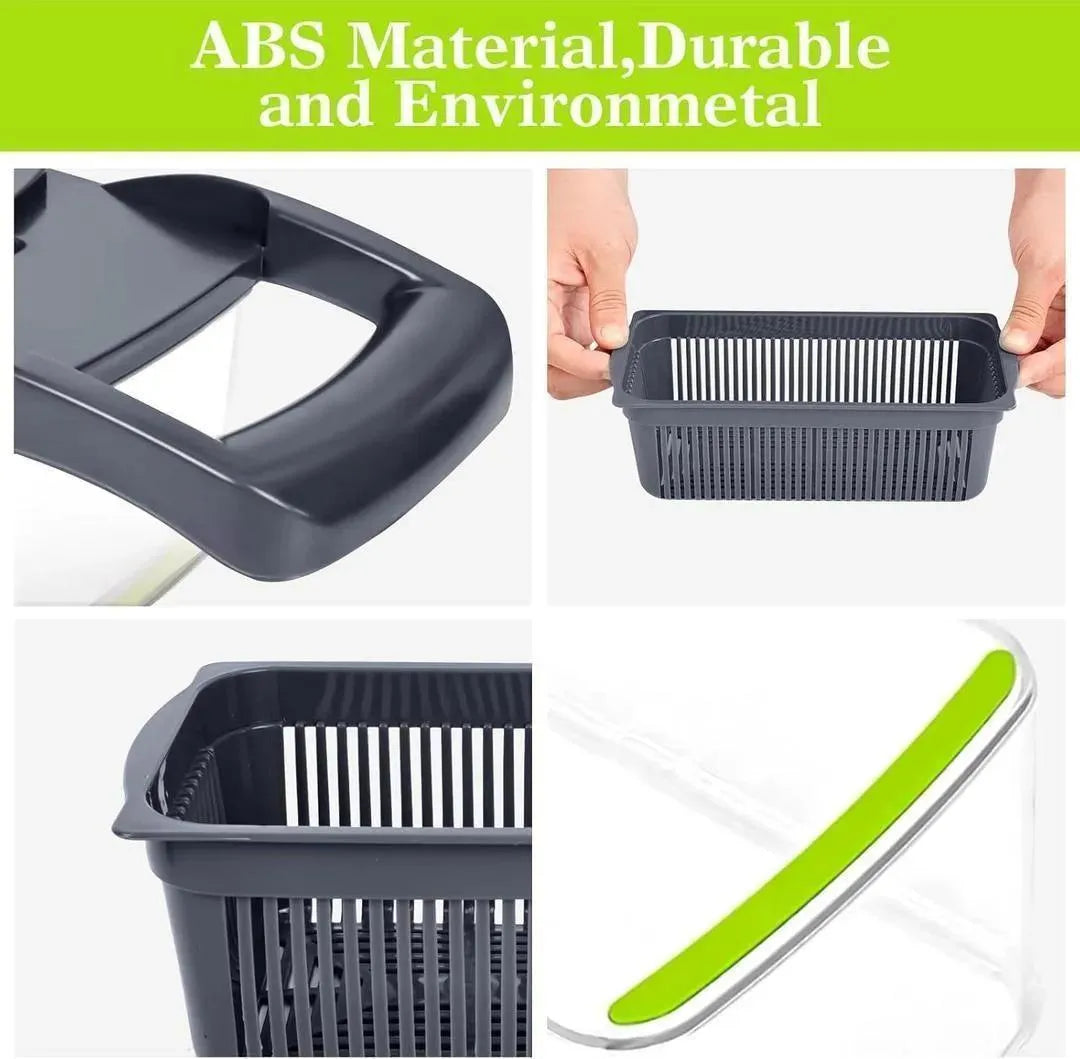 12-in-1 Multi-Functional Vegetable Chopper & Slicer - Manual Onion Cutter with 7 Interchangeable Blades - Professional Kitchen Salad Maker & Fruit Dicer