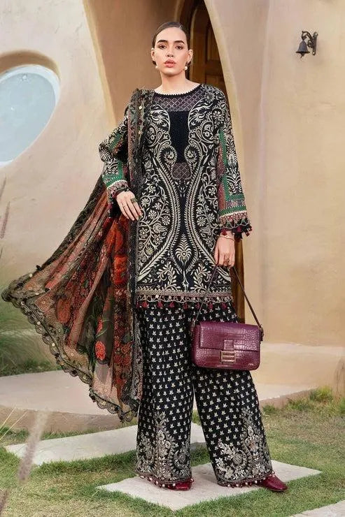 Black Printed Lawn Shirt with Chiffon Dupatta
