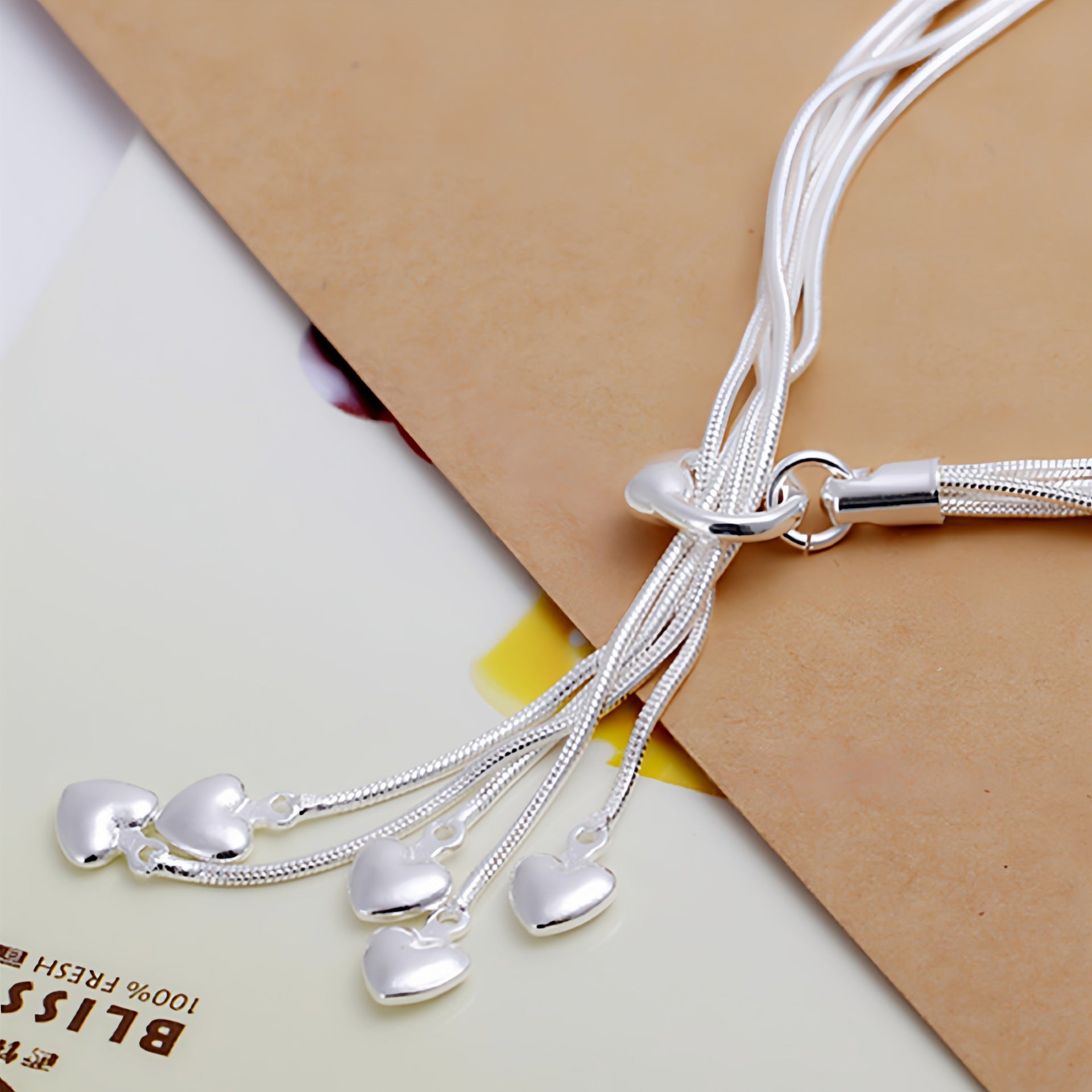 Silver Plated Five Heart Bracelet for Women