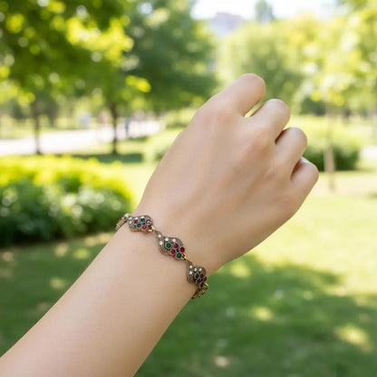Golden Gemstone Bracelet for Girls Wedding Party Wear