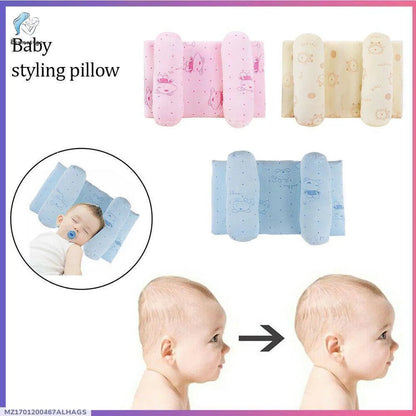 Baby Head Pillow Cotton Pink Blue Cream 3 Section