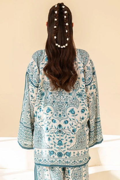 Blue Printed Swiss Lawn 2-Piece Co-Ord Set for Women