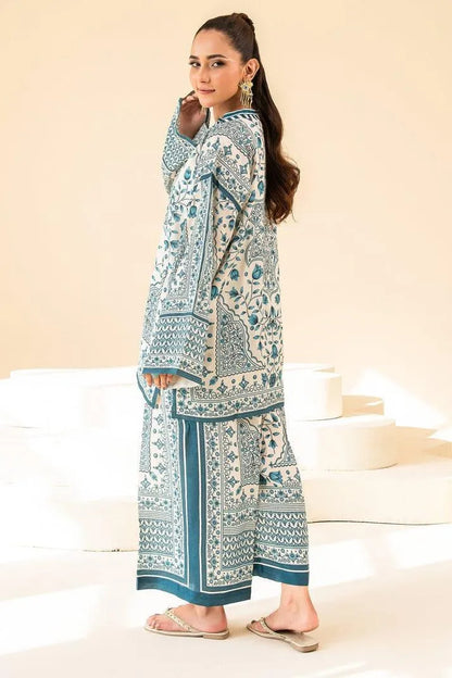 Blue Printed Swiss Lawn 2-Piece Co-Ord Set for Women