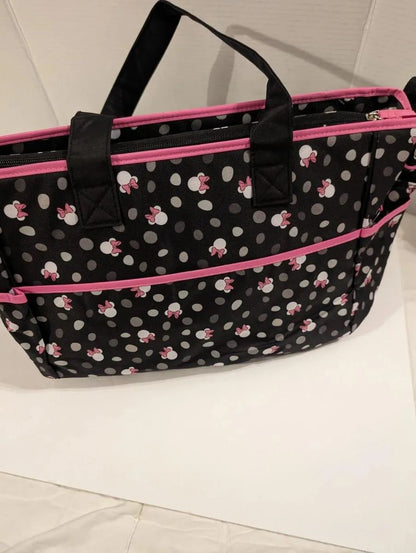 Minnie Mouse Baby Bag 8 Pockets Cotton Black Pink
