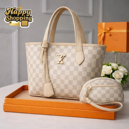 Premium Checkered Handbag Set for Girls College Office