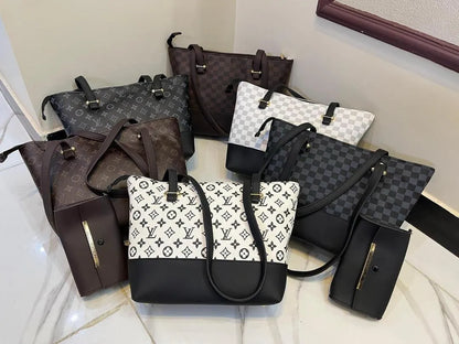 Louis Vuitton Monogram Tote &amp; Wallet Set Black White