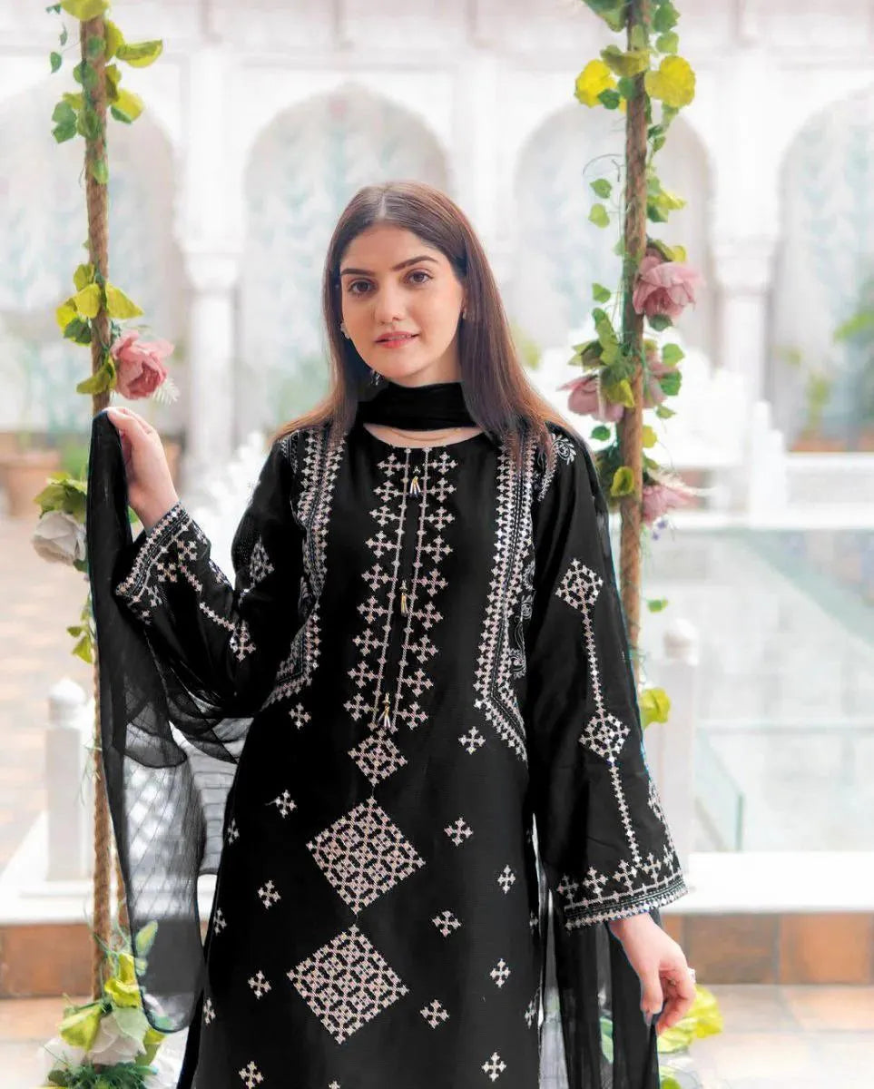 Elegant 3-Piece Sequin Embroidered Suit for Eid &amp; Weddings