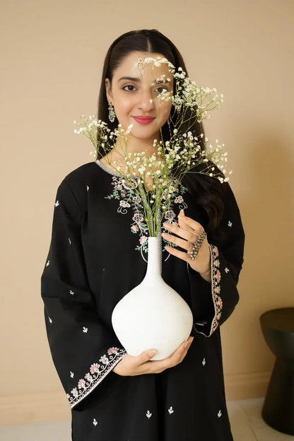 Black Lawn Embroidered 2-Piece Suit for Weddings Eid