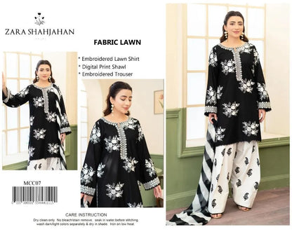 ZARA SHAHJAHAn 3Pcs Unstitched Embroidered Suit