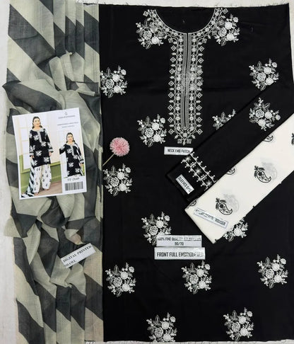 ZARA SHAHJAHAn 3Pcs Unstitched Embroidered Suit