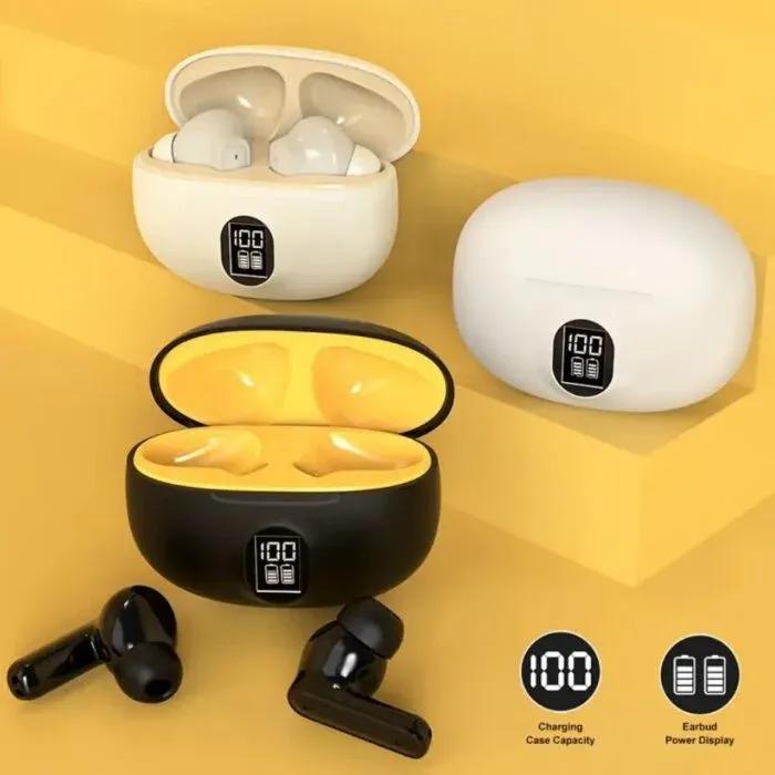 Premium Wireless Earbuds Black Yellow Bluetooth 5.3