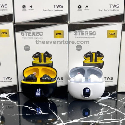 Premium Wireless Earbuds Black Yellow Bluetooth 5.3