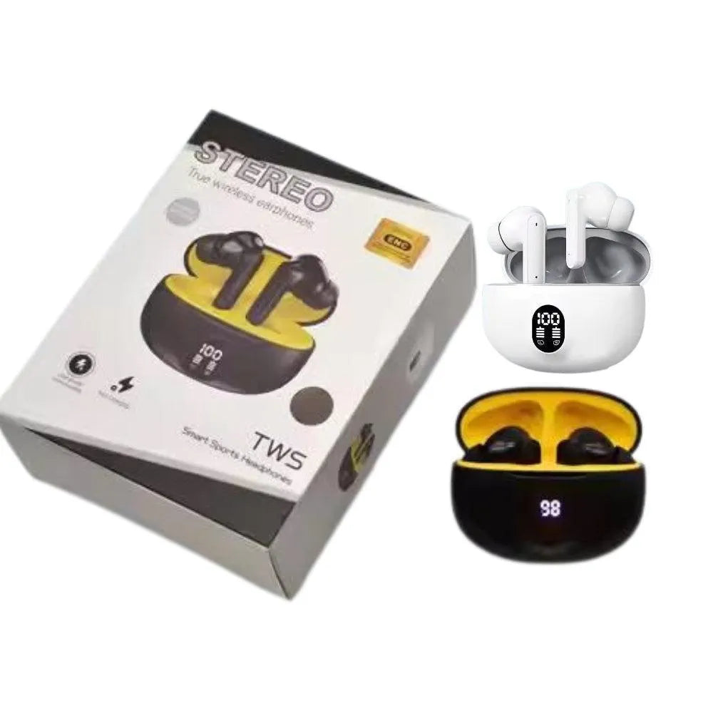 Premium Wireless Earbuds Black Yellow Bluetooth 5.3