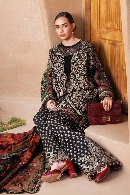 Black Printed Lawn Shirt with Chiffon Dupatta