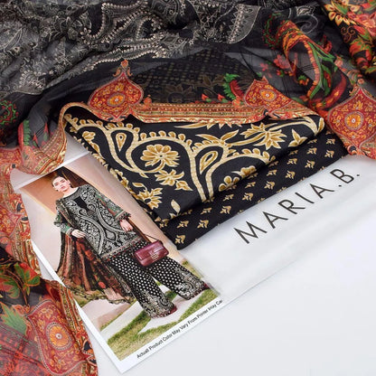 Black Printed Lawn Shirt with Chiffon Dupatta