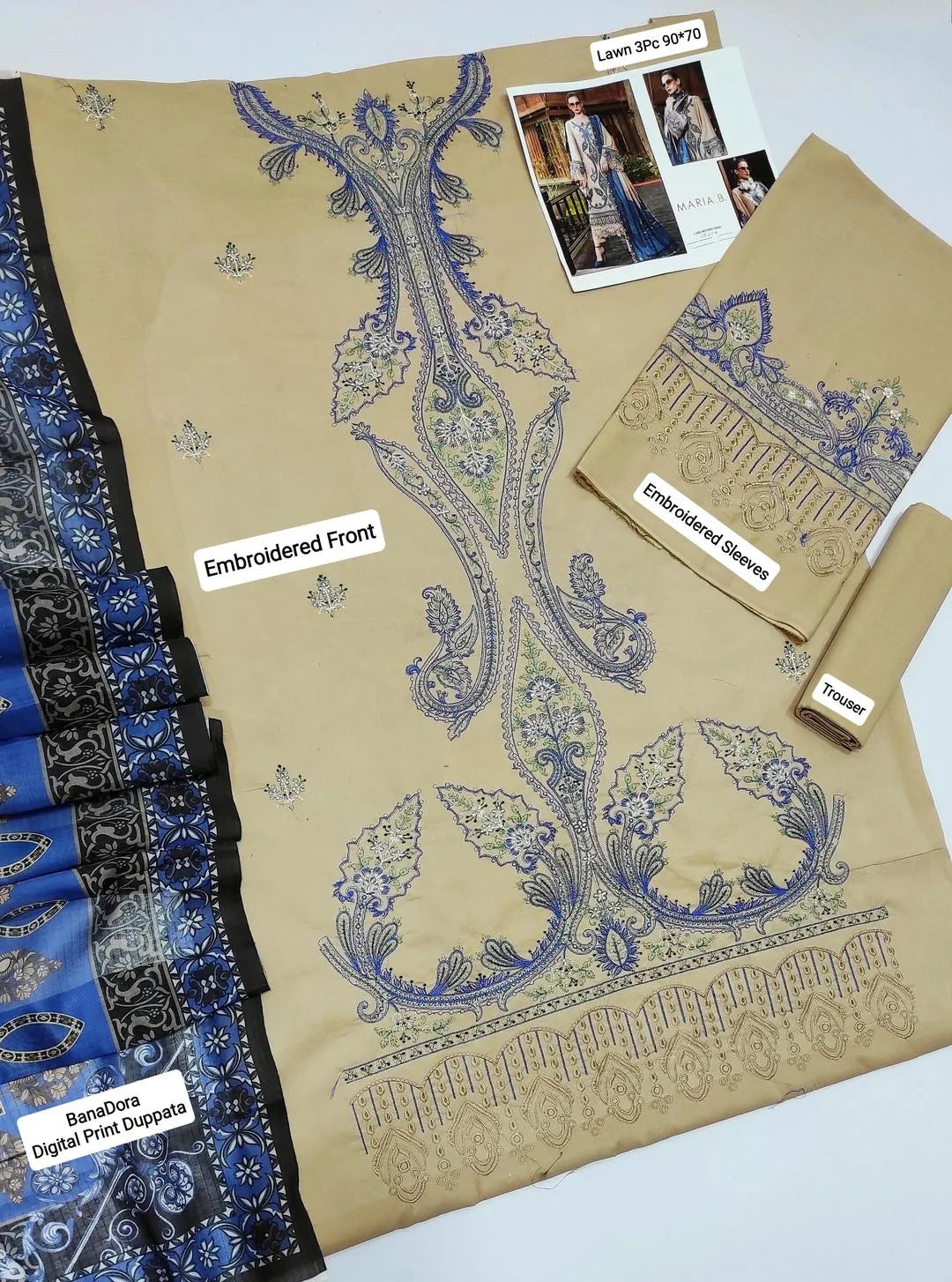 Ivory Embroidered Lawn 3Pcs Set