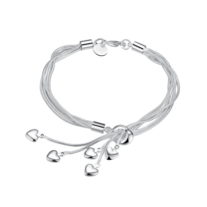 Silver Plated Five Heart Bracelet for Women