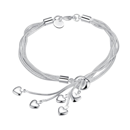 Silver Plated Five Heart Bracelet for Women