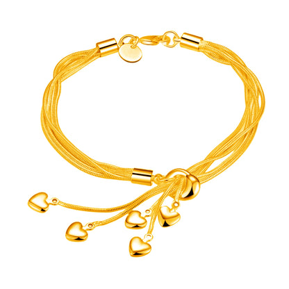 Silver Plated Five Heart Bracelet for Women