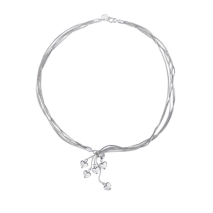 Silver Plated Five Heart Bracelet for Women